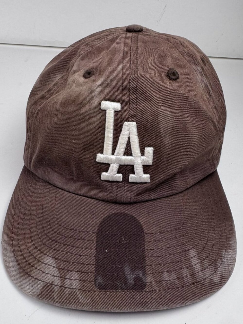 Vintage 47 Brand Los Angeles Dodgers Hat Brown Strapback Dad Cap Sun Faded OSFA